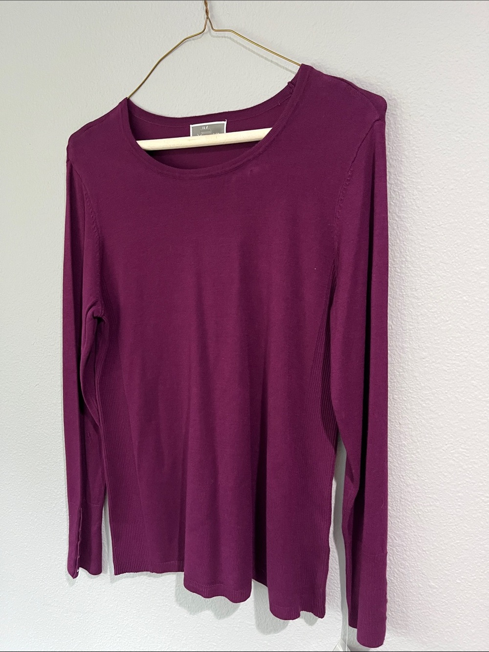 NWT Women's Long Sleeve Crewneck Top - Plum